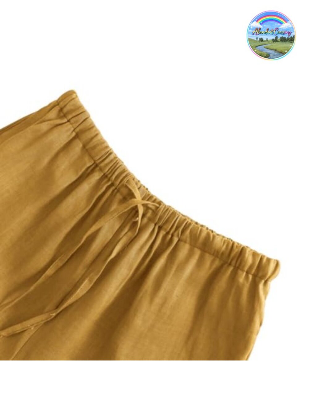 Pure Linen Drawstring Wide Leg Pants High Rise Slant Pockets - Picture 2 of 5